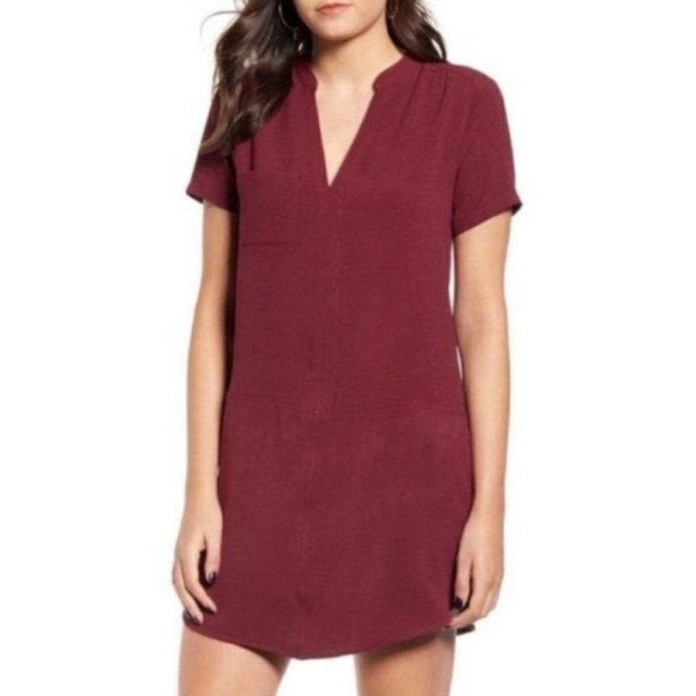 Lush Split Neck Shift Dress